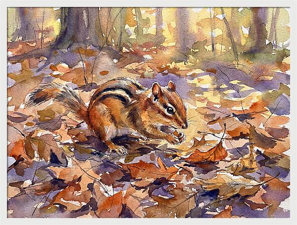 Chipmunk Among Autumn Leaves