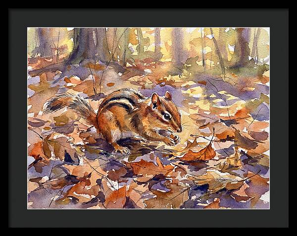 Chipmunk Among Autumn Leaves