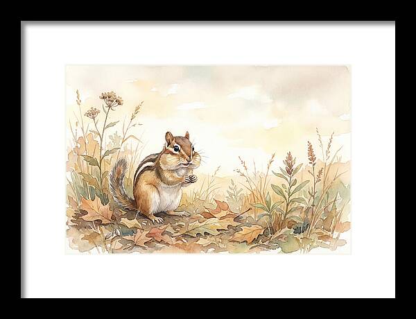Chipmunk Gathering Seeds