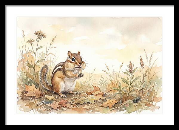 Chipmunk Gathering Seeds