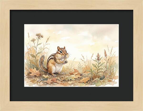 Chipmunk Gathering Seeds