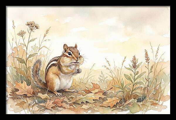 Chipmunk Gathering Seeds