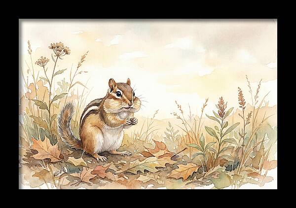 Chipmunk Gathering Seeds