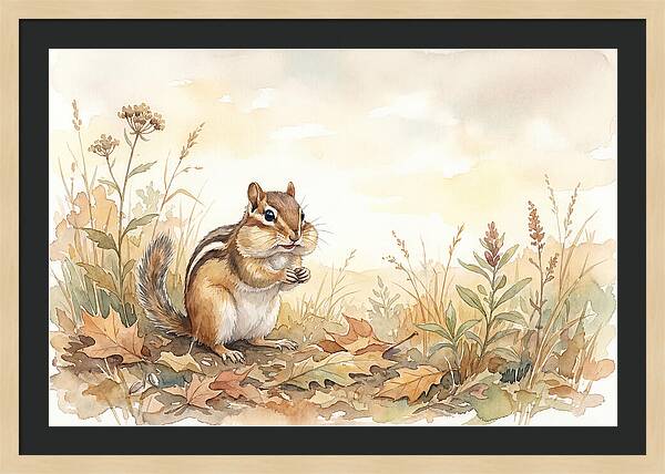 Chipmunk Gathering Seeds