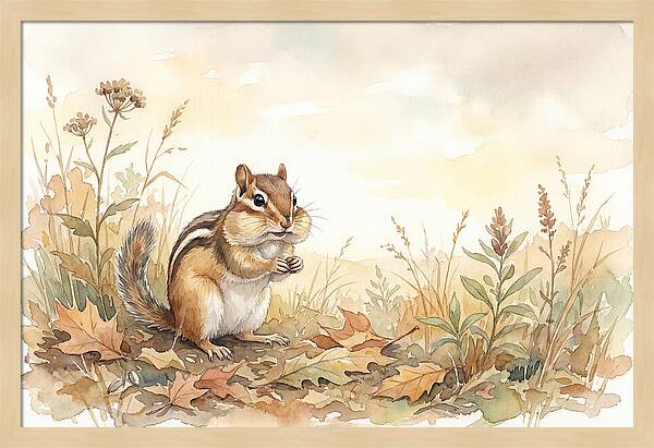Chipmunk Gathering Seeds