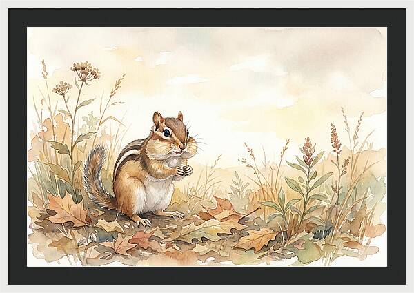 Chipmunk Gathering Seeds
