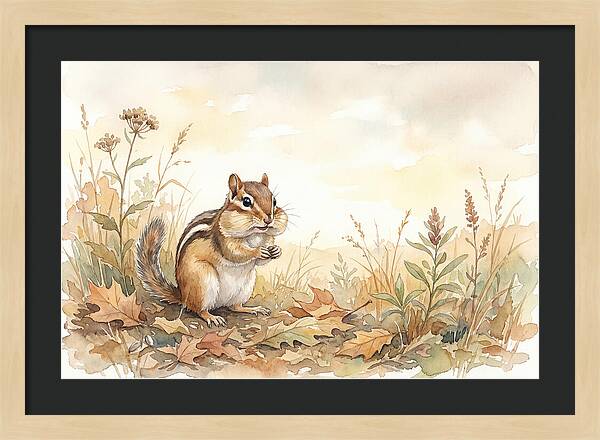Chipmunk Gathering Seeds