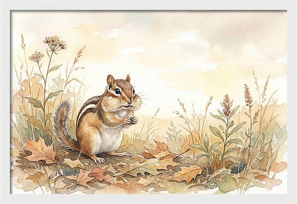 Chipmunk Gathering Seeds