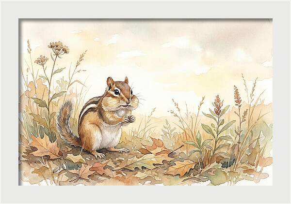 Chipmunk Gathering Seeds