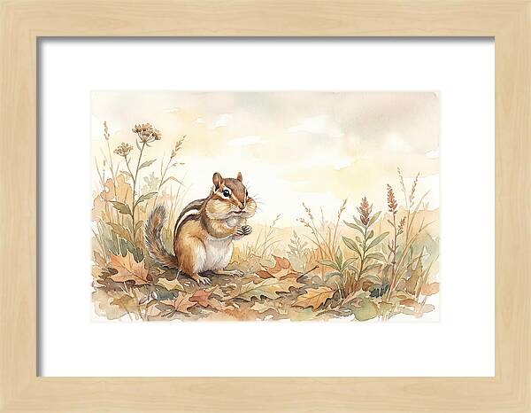 Chipmunk Gathering Seeds