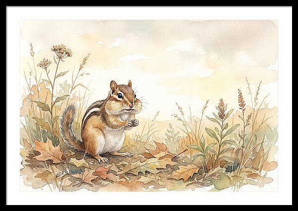 Chipmunk Gathering Seeds