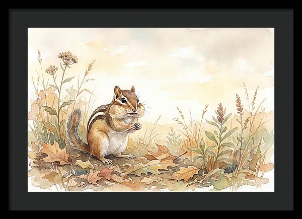 Chipmunk Gathering Seeds