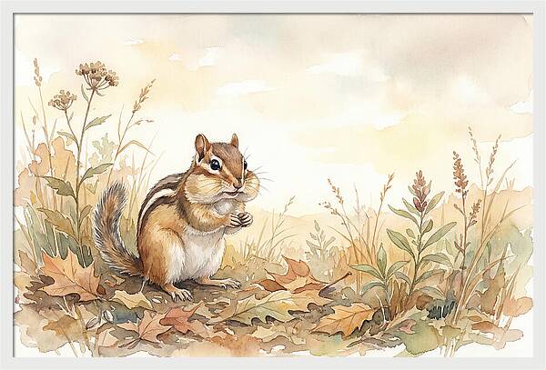 Chipmunk Gathering Seeds