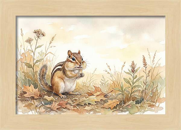 Chipmunk Gathering Seeds