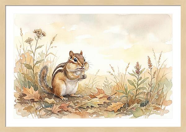 Chipmunk Gathering Seeds