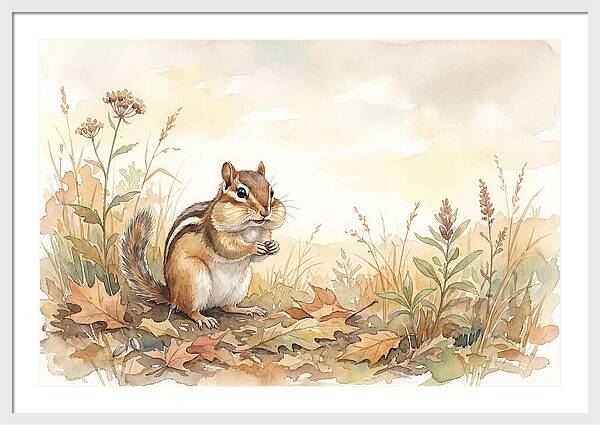 Chipmunk Gathering Seeds