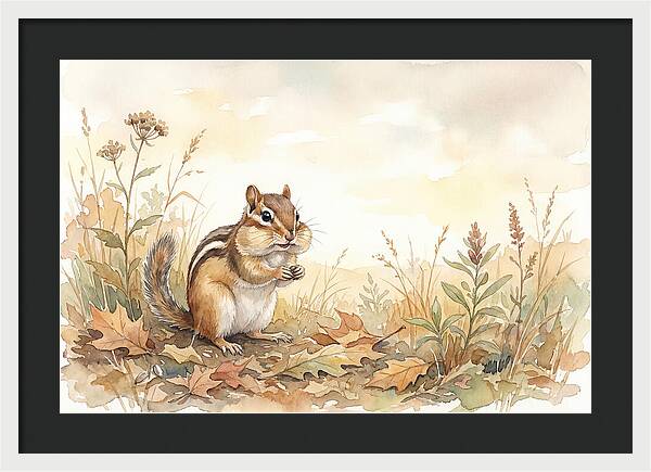 Chipmunk Gathering Seeds