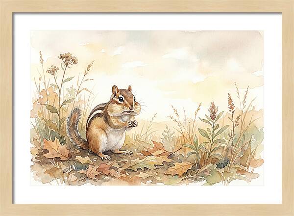 Chipmunk Gathering Seeds