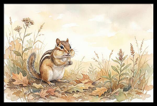 Chipmunk Gathering Seeds