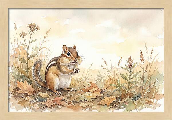 Chipmunk Gathering Seeds