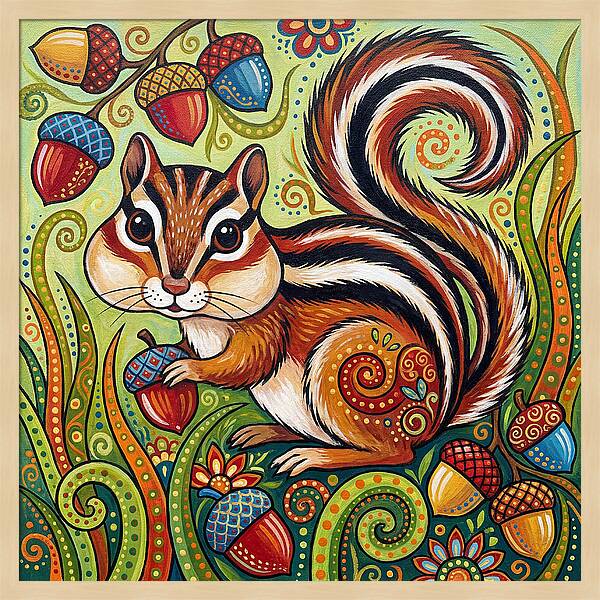 Chipmunk In A Colorful Garden