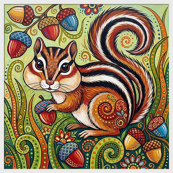 Chipmunk In A Colorful Garden
