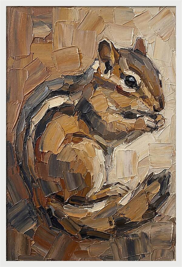 Chipmunk In Palette Knife Style