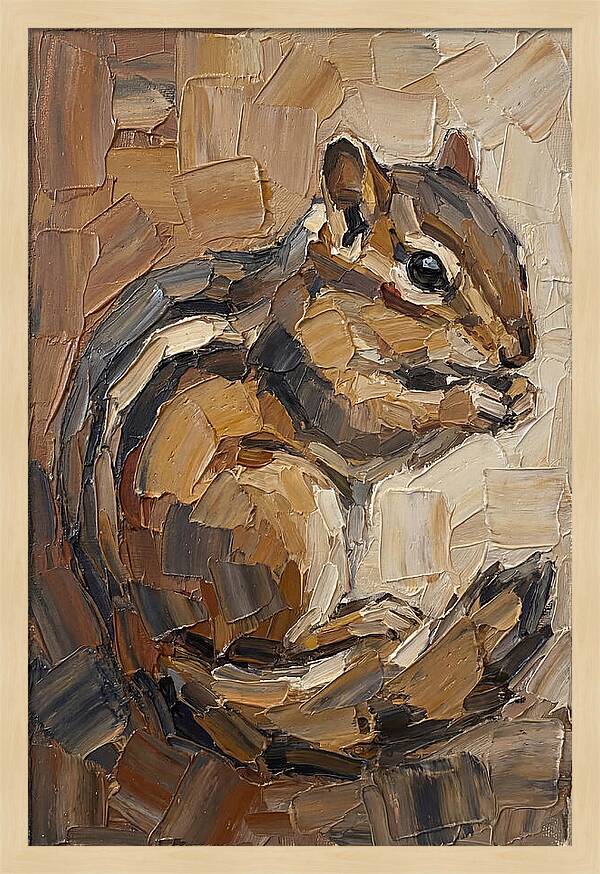 Chipmunk In Palette Knife Style