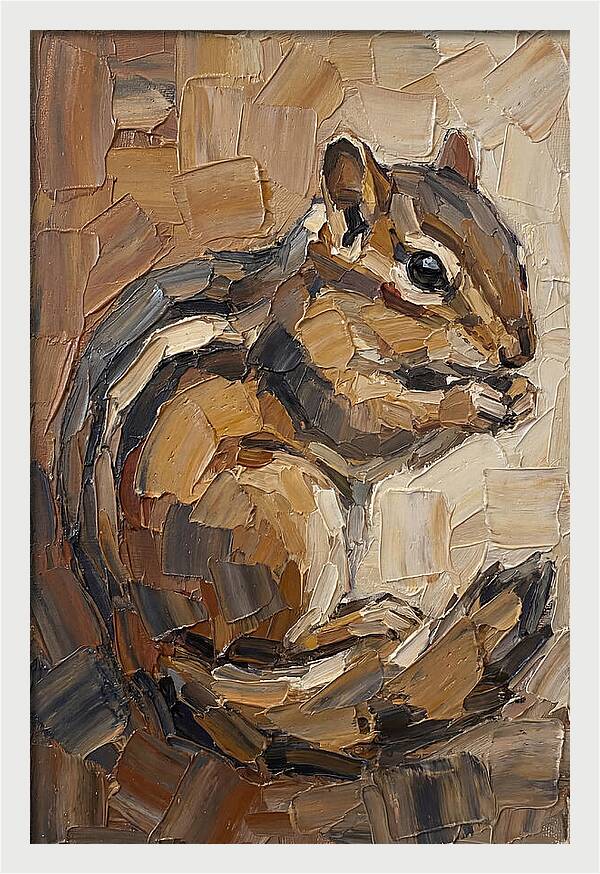 Chipmunk In Palette Knife Style