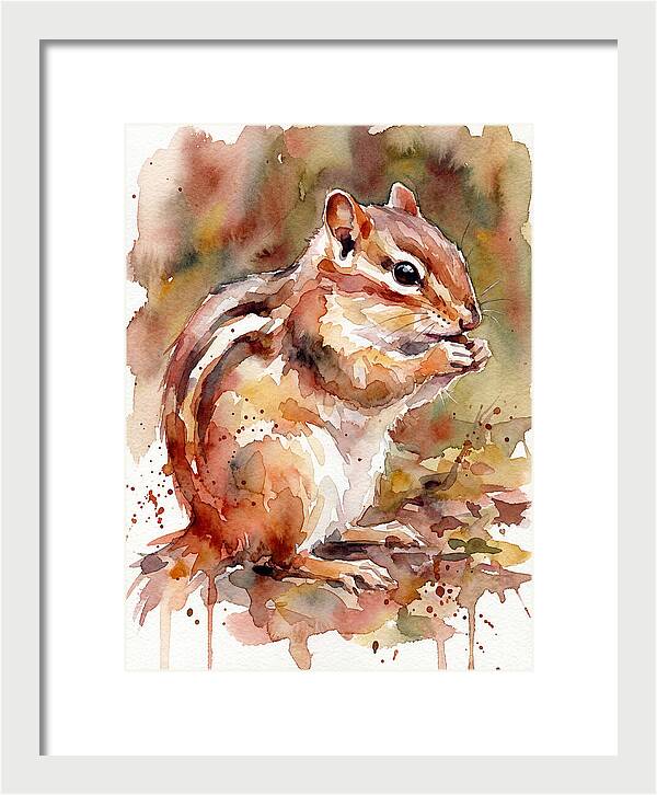 Chipmunk In Watercolor Splendor