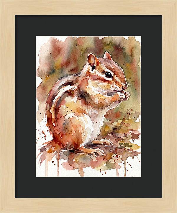 Chipmunk In Watercolor Splendor