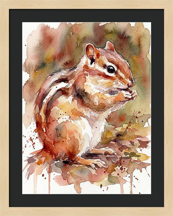 Chipmunk In Watercolor Splendor