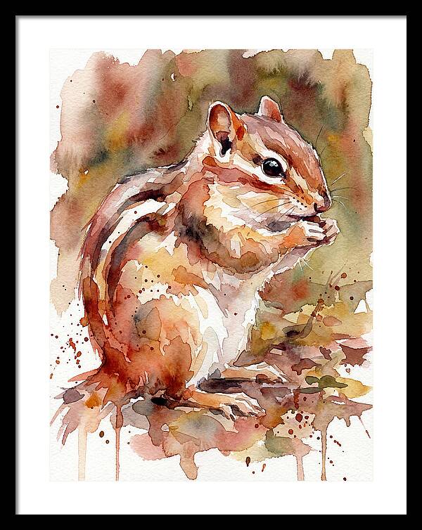 Chipmunk In Watercolor Splendor