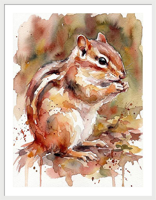 Chipmunk In Watercolor Splendor