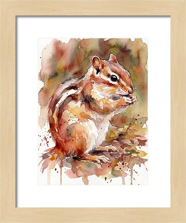 Chipmunk In Watercolor Splendor