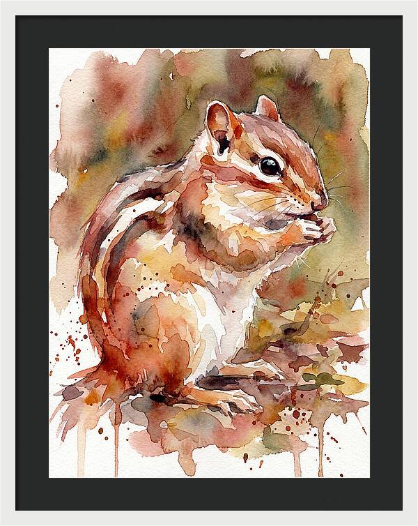 Chipmunk In Watercolor Splendor