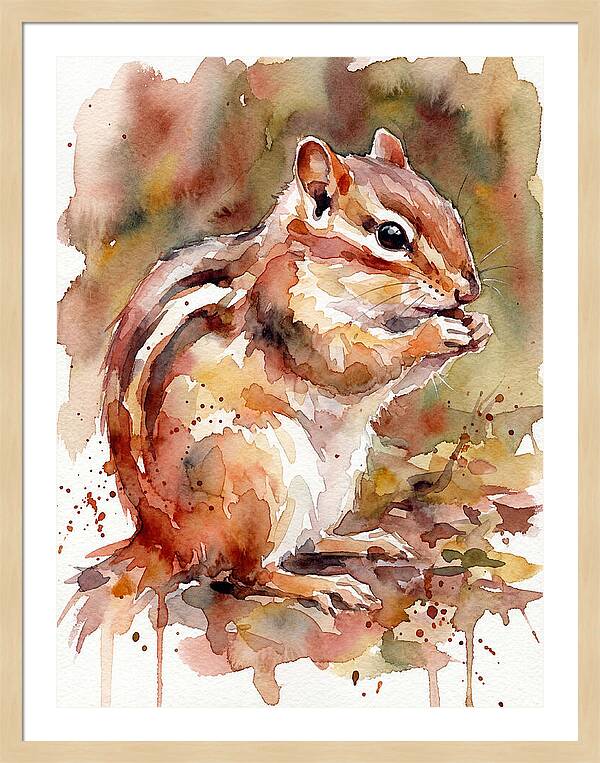 Chipmunk In Watercolor Splendor