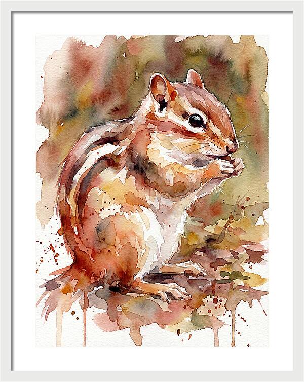Chipmunk In Watercolor Splendor