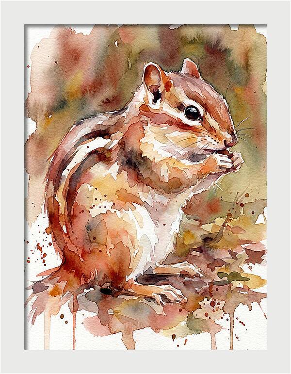 Chipmunk In Watercolor Splendor