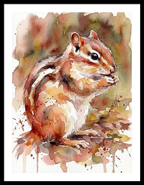 Chipmunk In Watercolor Splendor