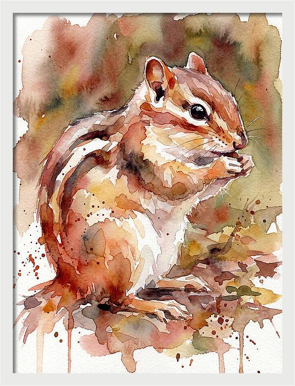 Chipmunk In Watercolor Splendor