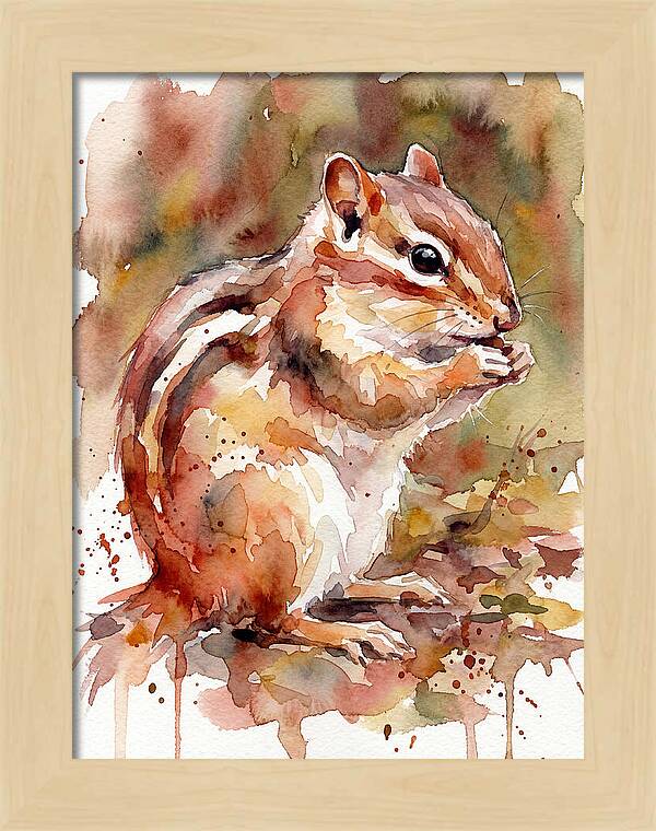 Chipmunk In Watercolor Splendor