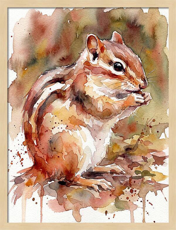 Chipmunk In Watercolor Splendor