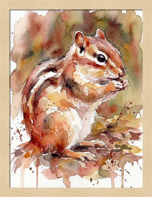 Chipmunk In Watercolor Splendor