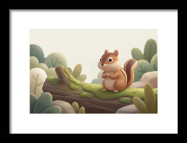 Chipmunk On Mossy Log