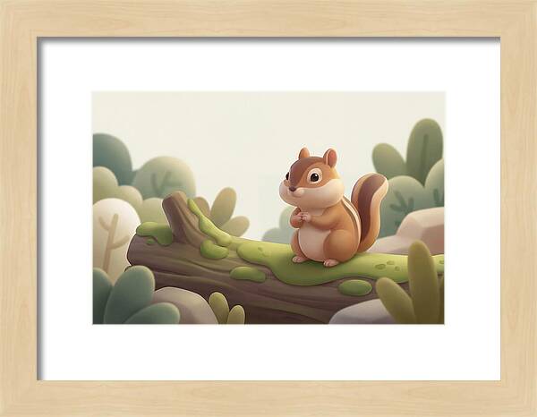 Chipmunk On Mossy Log