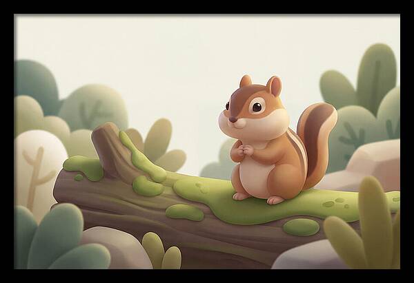 Chipmunk On Mossy Log