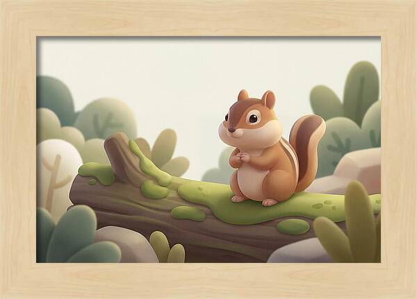 Chipmunk On Mossy Log
