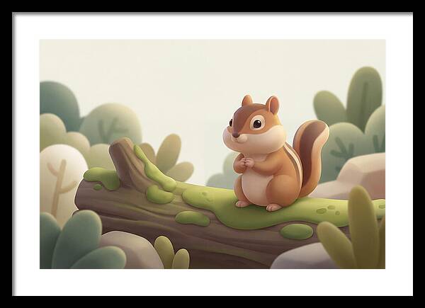Chipmunk On Mossy Log