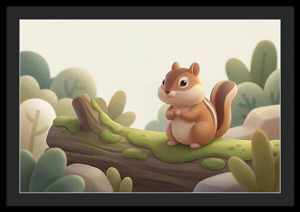 Chipmunk On Mossy Log